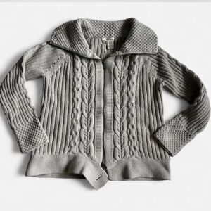 DKNY Light Gray Cable Knit Cardigan